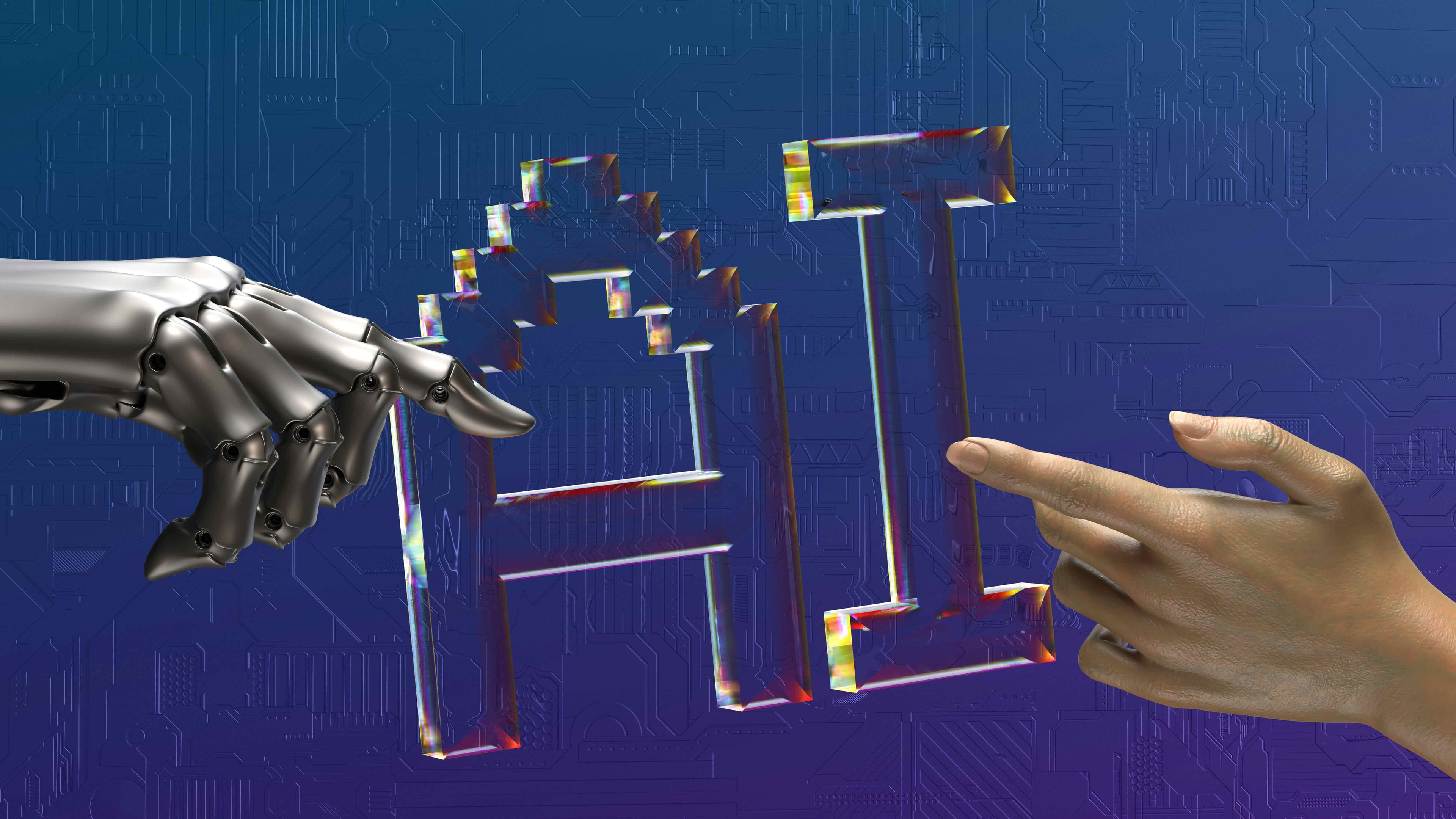 students collaborating on research with AI tools